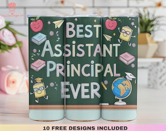 Assistant Principal Tumbler Wrap PNG: School Staff Sublimation Design (Digital Download)