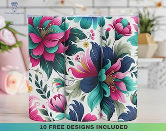 Retro Floral Tumbler Wrap: Spring Boho 20oz Sublimation Design (Digital Download)