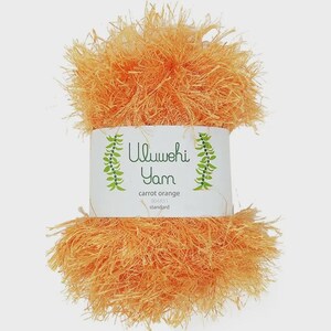 Uluwehi Yarn 1.8オンス ソフトアイラッシュヤーン、ファーヤーン、50g、100%ポリエステル、DIYプロジェクト用のふわふわクラフトヤーン、キャロットオレンジ