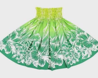 Hawaiiaanse pau-rok, hula-rok, hula-dans, op maat gemaakt in Japan (12–35 in lengte; 3-4 elastische banden; 5 yds optie) Hibiscus spau-2958GNYW