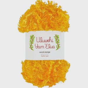 Uluwehi Yarn Elua 1.8オンス ソフトアイラッシュヤーン、ファーヤーン、50g、100%ポリエステル、DIYプロジェクト用のふわふわクラフトヤーン、キャロットオレンジ
