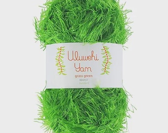 Uluwehi Yarn 1.8 oz Soft Eyelash yarn, Fur Yarn, 50g, 100% Polyester, Fluffy Craft Yarn for DIY Projects Grass Green