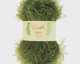 Uluwehi Yarn 1.8 oz Soft Eyelash yarn, Fur Yarn, 50g, 100% Polyester, Fluffy Craft Yarn for DIY Projects Moss Green