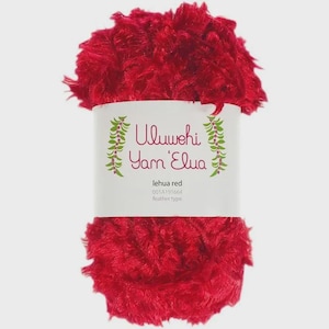 Uluwehi Yarn Elua 1.8 oz Soft Eyelash yarn, Fur Yarn, 50g, 100% Polyester, Fluffy Craft Yarn for DIY Projects Lehua Red