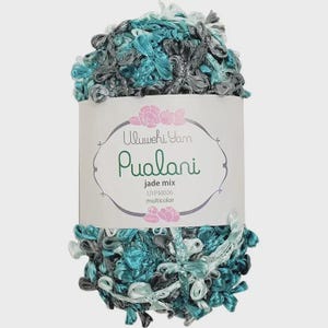 Uluwehi Yarn Pualani 1.8 oz Soft Eyelash yarn, Fur Yarn, 50g, 100% Polyester, Fluffy Craft Yarn for DIY Projects Jade Mix