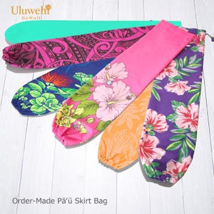 Pā‘ū Skirt Bag (Hula Skirt Bag) – Compact Storage and Travel Bag for Hula Skirts (Made in Japan)  – Choose Fabric No. (Message Us)
