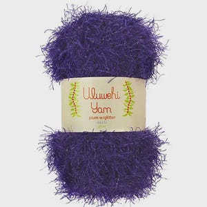 Uluwehi Yarn 1.8 oz Soft Eyelash yarn, Fur Yarn, 50g, 100% Polyester, Fluffy Craft Yarn for DIY Projects Plum Glitter