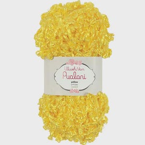 Uluwehi Yarn Pualani 1.8 oz Soft Eyelash yarn, Fur Yarn, 50g, 100% Polyester, Fluffy Craft Yarn for DIY Projects Yellow
