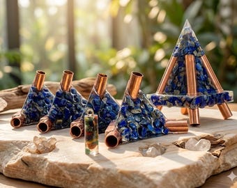 12mm Copper Orgonite Nubian Pyramid Connector Kit – Cosmic Series – Without Pipe – Healing Crystal Resin Energy Pyramid