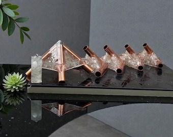 10mm Copper Orgonite Giza Pyramid Connectors – Handmade Crystal Resin Energy Kit