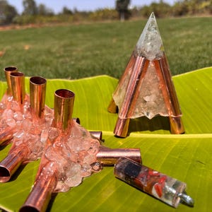 12mm Copper Orgonite Nubian Pyramid Connector Kit – Harmony Series – Without Pipe – Healing Crystal Resin Energy Pyramid