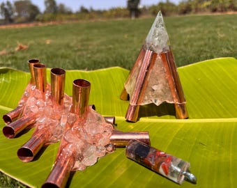 12mm Copper Orgonite Nubian Pyramid Connector Kit – Harmony Series – Without Pipe – Healing Crystal Resin Energy Pyramid
