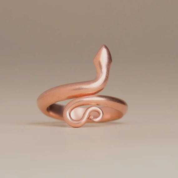 Sarpa Sutra Energized Copper Metal Snake Ring Traditional Design