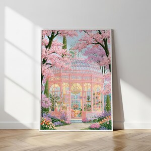 Rosa Gartenpavillon, Botanischer Wintergarten Kunstdruck image 1