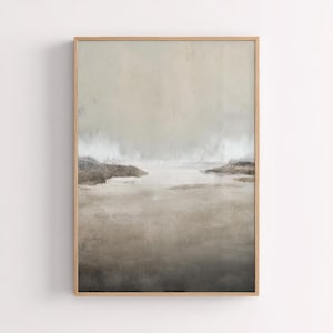 Nebeliger See Wandkunst, Minimalistisches Landschaftsposter, Neutraler Naturdruck, skandinavisches Dekor, Ruhiges Wasser druckbares Kunstwerk