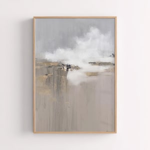 Heitere abstrakte Landschaftskunst – Neutrale Töne – Minimalistische Wandkunst fürs Wohnzimmer – Zeitgenössisches Kunstwerk – Fine Art Poster