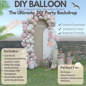 Arco de boda DIY, planos de construcción de arco de madera, guirnalda de globos, decoración para baby shower, fiesta de cumpleaños, decoración rústica bohemia para boda.