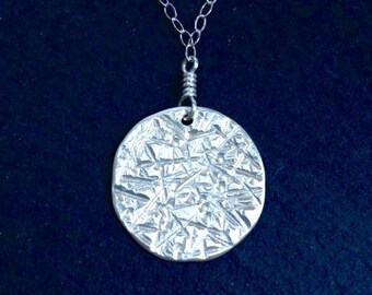 moon medallion sterling silver drop pendant necklace tiny artisan lunar textured celestial wrap gift jewelry hand geometric modern