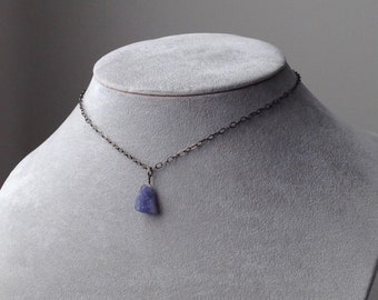 Raw Tanzanite Necklace December Birthstone Sagittarius Sterling Silver Pendant Rough Purple Stone Natural Gemstone Oxidized Silver Gift Wrap