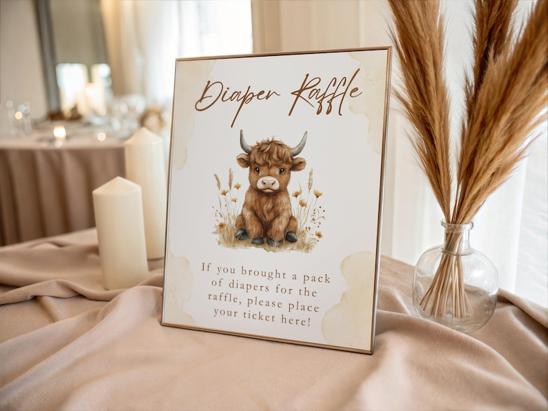Cow Tickent R Boho Highland Cow Diaper Raffle Sign & Tickets Template, Holy Cow ...