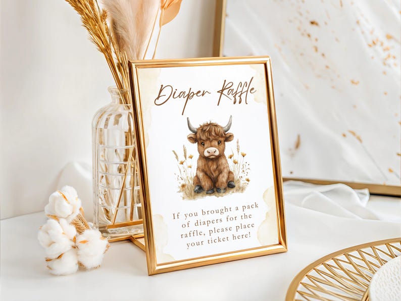 Cow Tickent R Boho Highland Cow Diaper Raffle Sign & Tickets Template, Holy Cow ...