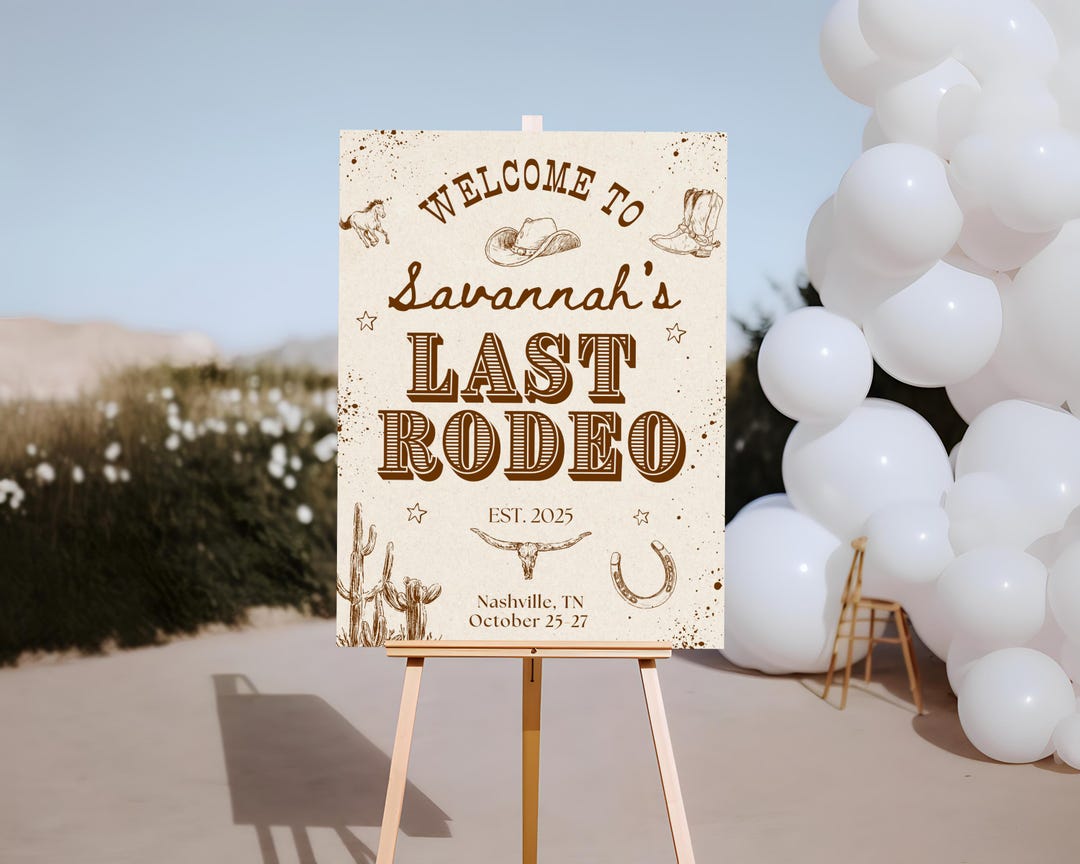 Rustic Last Rodeo Bachelorette Welcome Sign Template, Editable Western ...