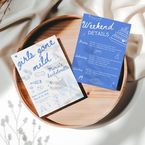 Girls Gone Mild vrijgezellenfeestuitnodiging en weekendroute, gezellige vrijgezellenfeestuitnodiging, pyjamabrunch en spaweekend afdrukbaar