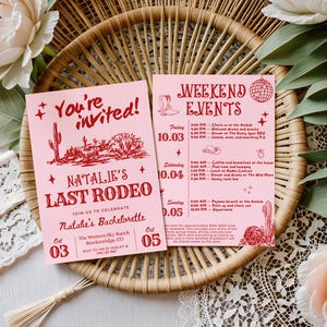 Last Rodeo Bachelorette Invitation and Itinerary, Cowgirl Bach Itinerary Template, Editable Bachelorette Weekend Invite, Western Bach Party
