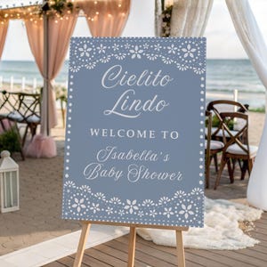 Cielito Lindo Baby Shower Welcome Sign, Mexican Talavera Theme, Editable Papel Picado Baby Sprinkle Sign, Printable Fiesta Baby Party Decor