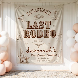 Last Rodeo Bachelorette Personalized Tapestry, Custom Cowgirl Party Backdrop, Western Bachelorette Wall Decor, Girls Weekend Photo Backdrop