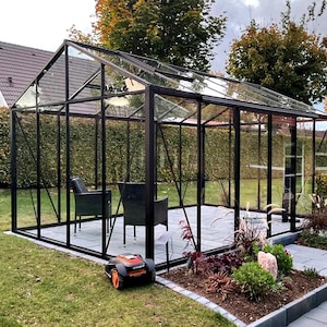 Classic BLACK Aluminium Greenhouse with Glass Panels – Premium Garden Structure