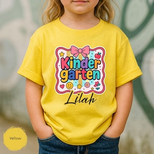 Custom Back to School Preppy Shirt for Kids, First Day Kindergarten School Shirt for Girl, Custom Grade Shirt with Kid&#39;s Name, Personalized