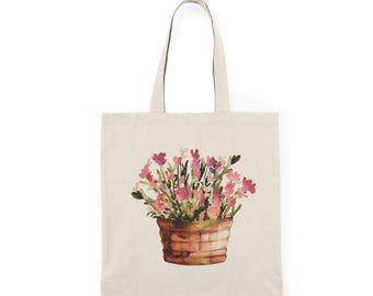 Draagtas met bloemen, milieuvriendelijke draagtas, tuincadeau, strandtas, draagtas, duurzaam winkelen