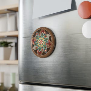 Kleurrijke magneetset mandala-knop - woondecoratie, cadeau, koelkastkunst, kinderkamerdecoratie, boho-stijl