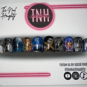 Breezy Bowl Press On Nails | Chris Brown Nails | Handmade Luxury Concert Nails | Water Decal Nails | Short Press On Nails