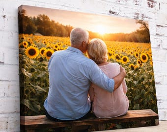 Personligt fotocanvastryck, anpassad väggkonst med parporträtt, meningsfull present till årsdagar och heminredning