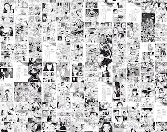 Anime Manga Panels Wall Collage Kit | Black & White Decor (Digital Download)