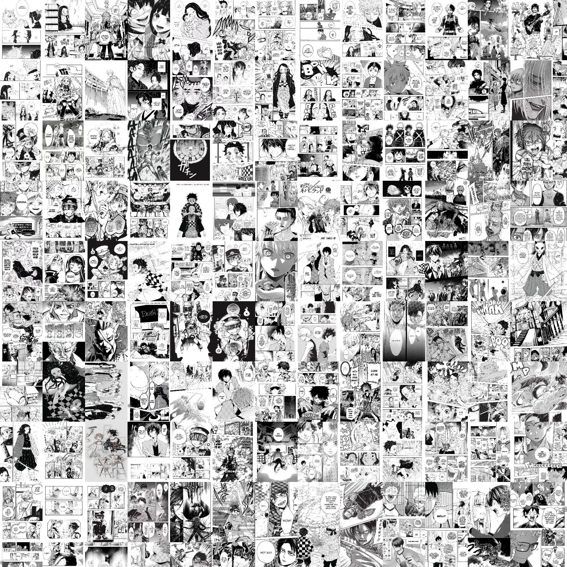 Anime Manga Panels Wall Collage Kit | Black & White Decor (digital ...