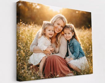 Anpassad fotocanvasväggkonst – Personligt familjeporträtt – Elegant heminredningstryck