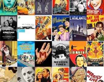 1980年代 ハリウッドスター コラージュ ポスター（裏面折り紙図解） 1930年代の映画ポスターコラージュキット：ハリウッド黄金時代