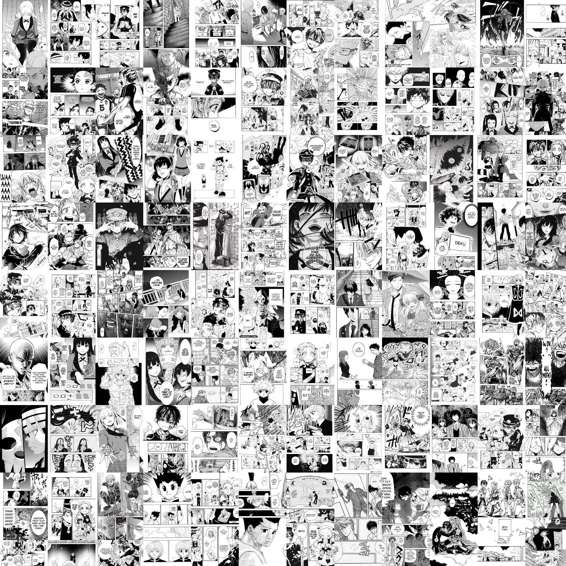 Anime Manga Panels Wall Collage Kit | Black & White Decor (digital ...