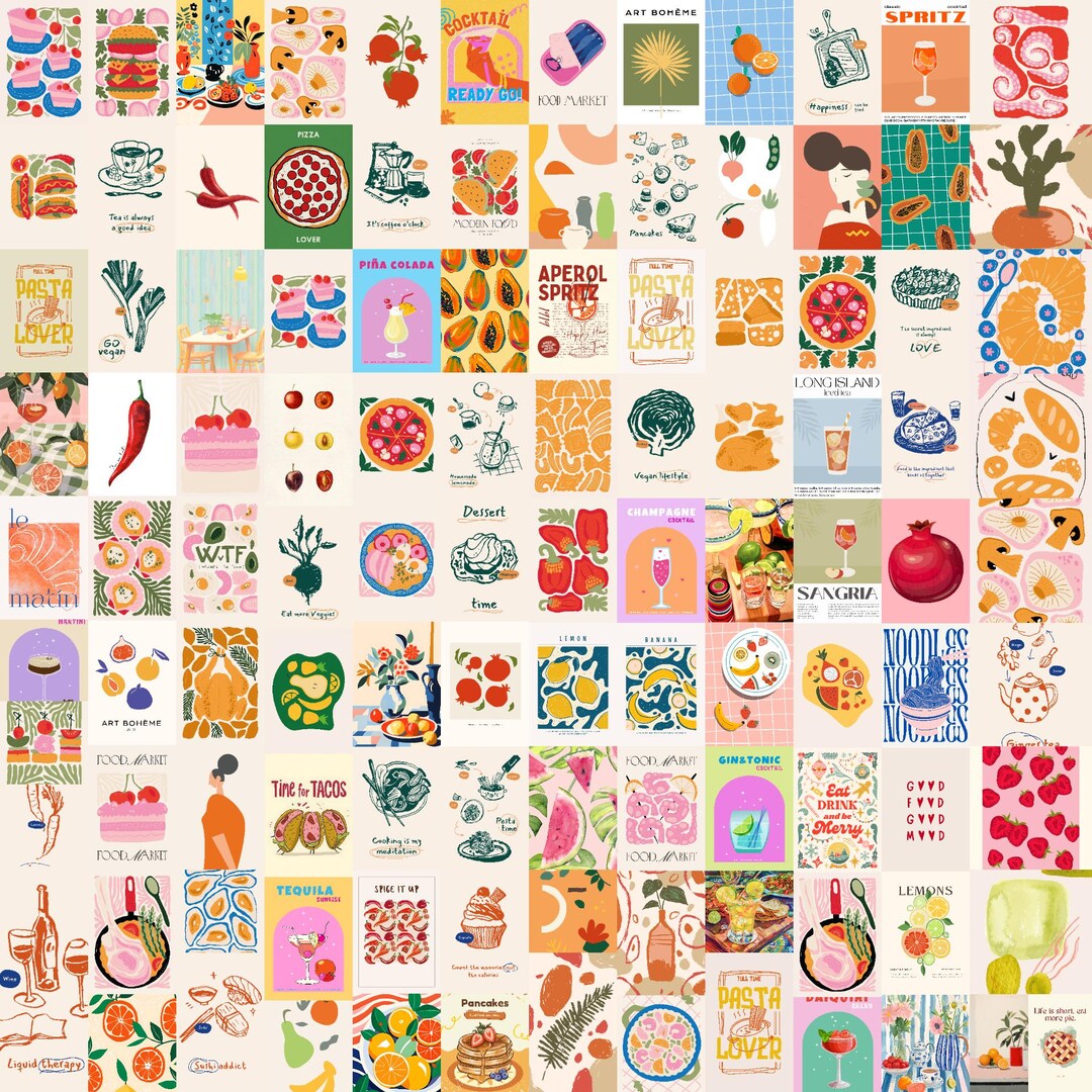 500 kitchen wall art prints bundle, retro food and... Kitchen Wall Art Prints Bundle: Food, Drink, Cocktail Recipes (digital ...