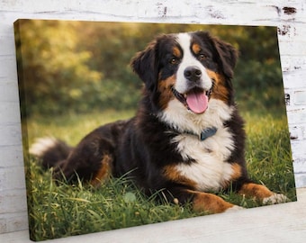 Anpassat hundfoto på canvastavla, personlig väggkonst för husdjursporträtt, panorama- eller fyrkantig canvas, personlig husdjurspresent för hundälskare