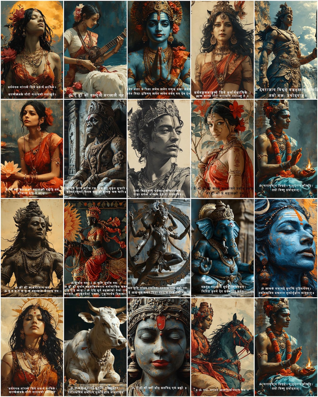 インドの女神の顔の壁飾り ヒンドゥー教の神々と女神のアートプリント：インド神話の装飾