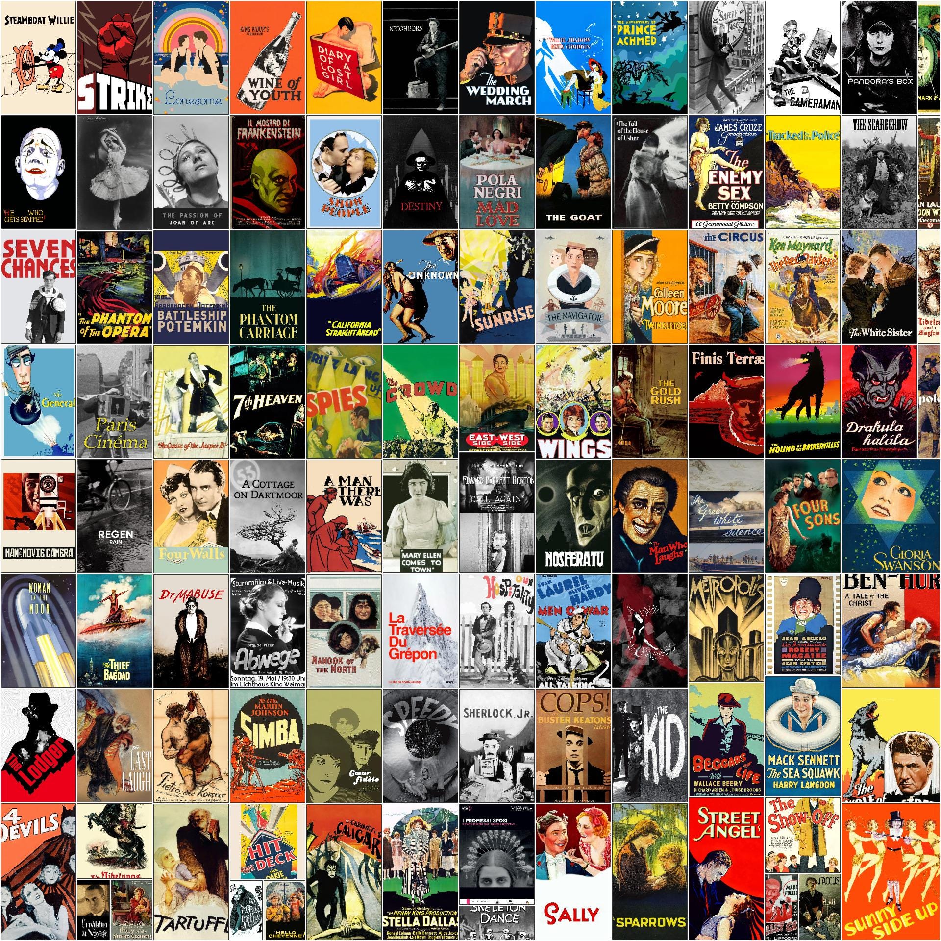 1920年代の映画ポスターセット：無声映画アート、狂騒の20年代の装飾