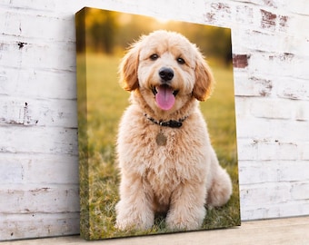 Anpassat fotocanvastryck, personlig hund- och familjecanvas, panorama- eller kvadratisk väggkonst, anpassat husdjursporträtt, canvastavla