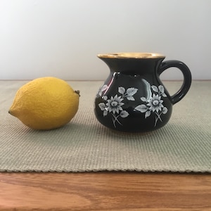 Vintage Prinknash Black and White Gilded Milk Jug