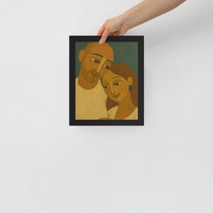 Framed Art Print | &quot;THE EMBRACE&quot; | Digital Painting Reproduction | Wall Art Decor | Modern Home Art | Gift Idea