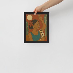 Framed Art Print | &quot;FLORA FLAMENCA&quot; | Digital Painting Reproduction | Wall Art Decor | Modern Home Art | Gift Idea