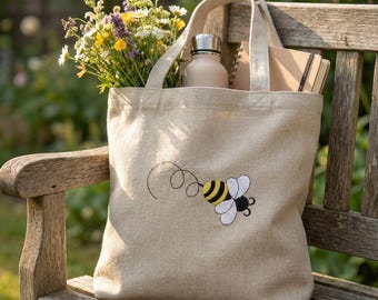 Motif de broderie abeille mignon, fichier de broderie Machine bourdon, motif insecte fantaisiste avec piste de vol, déco jardin printanier, cerceau 5 x 9